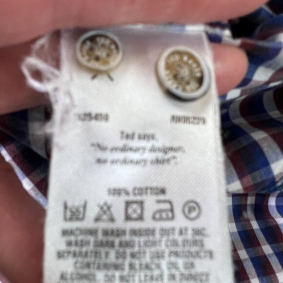 Ted Baker Blue & White Gingham Plaid Dress Shirt - Picture 2 of 13